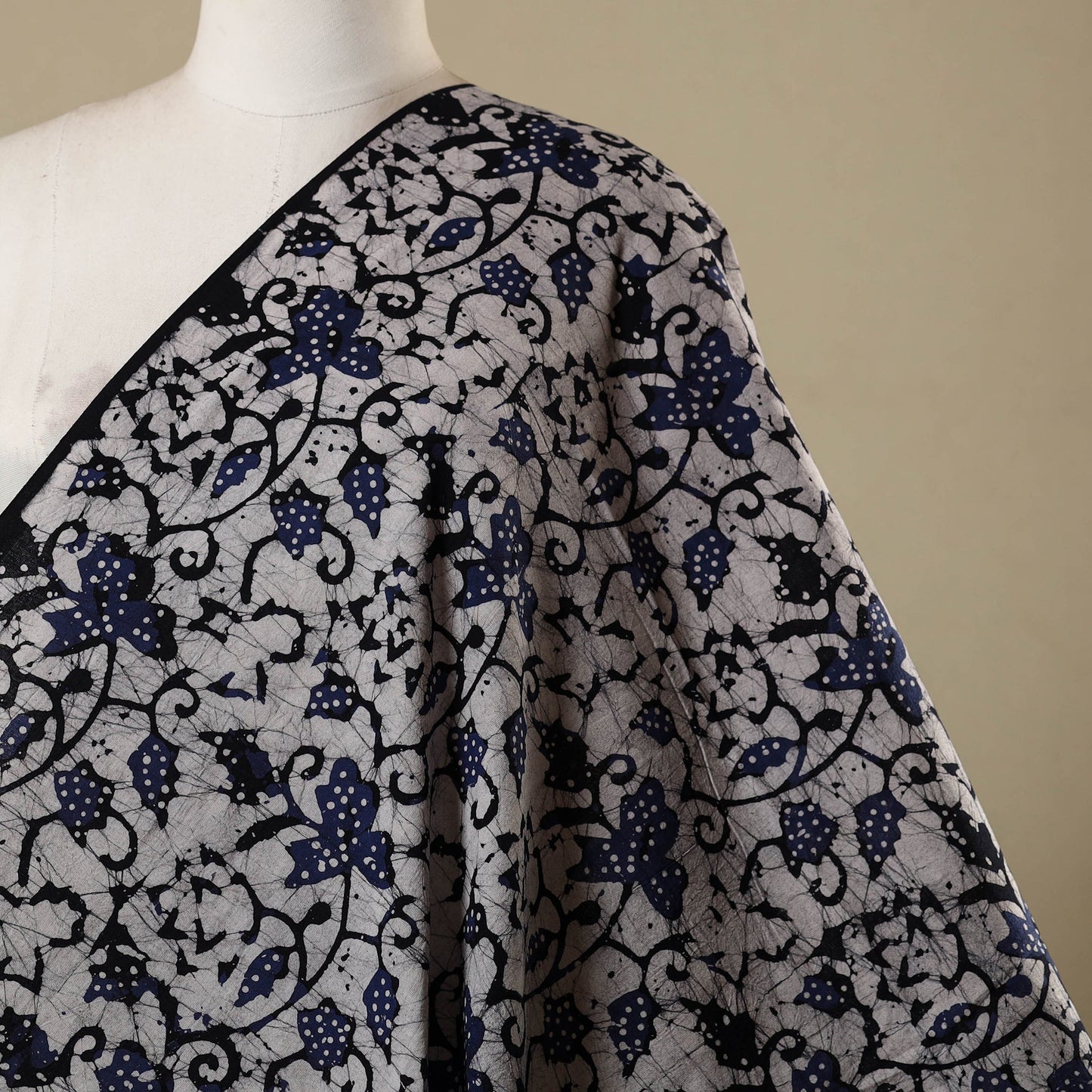 Blue - kutch batik cotton fabric 45 - handcrafted