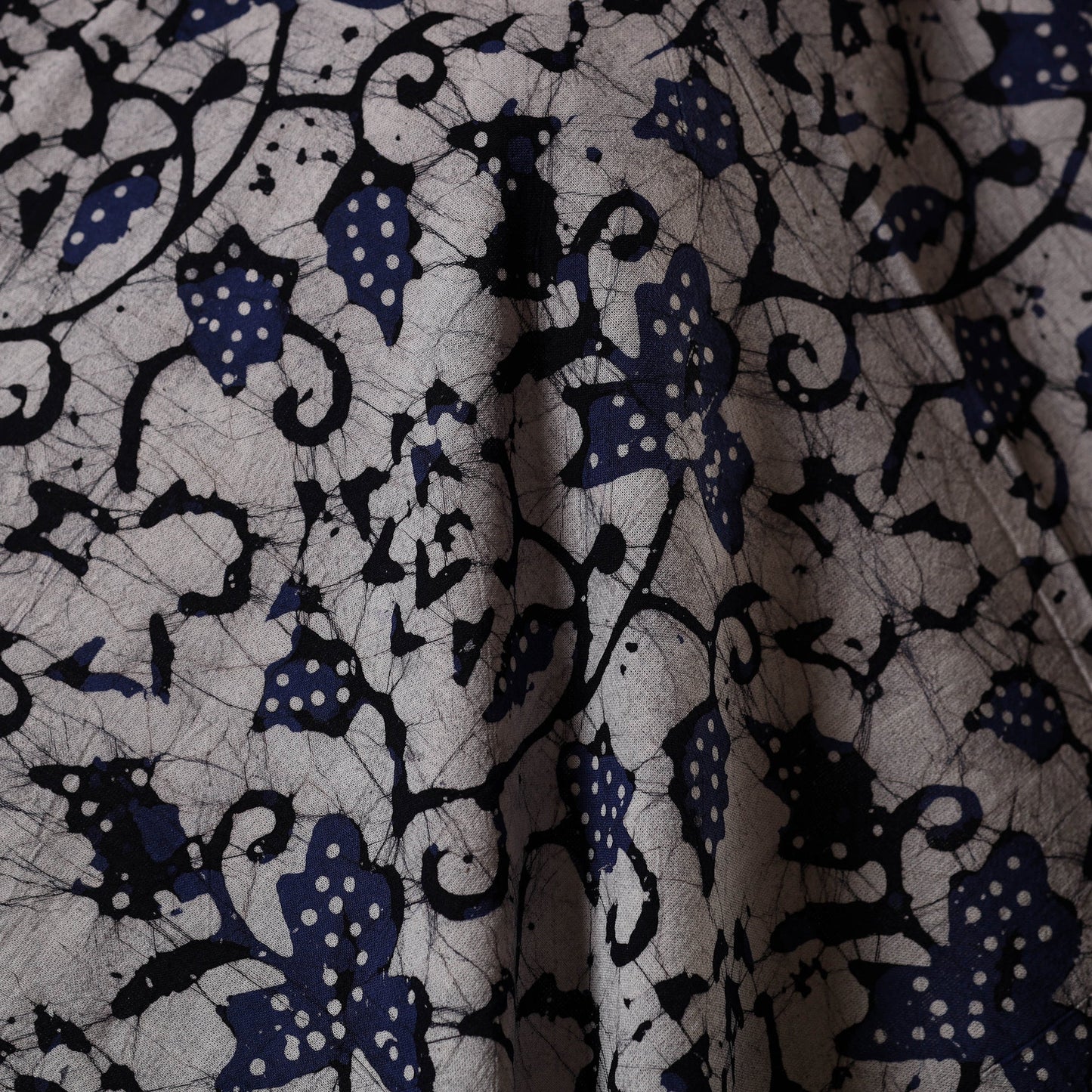 Blue - kutch batik cotton fabric 45 - handcrafted