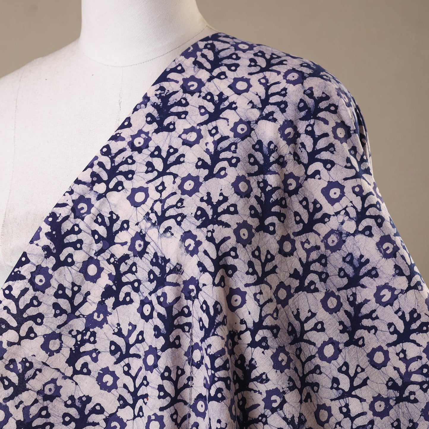 Blue - kutch batik cotton fabric 77 - handcrafted