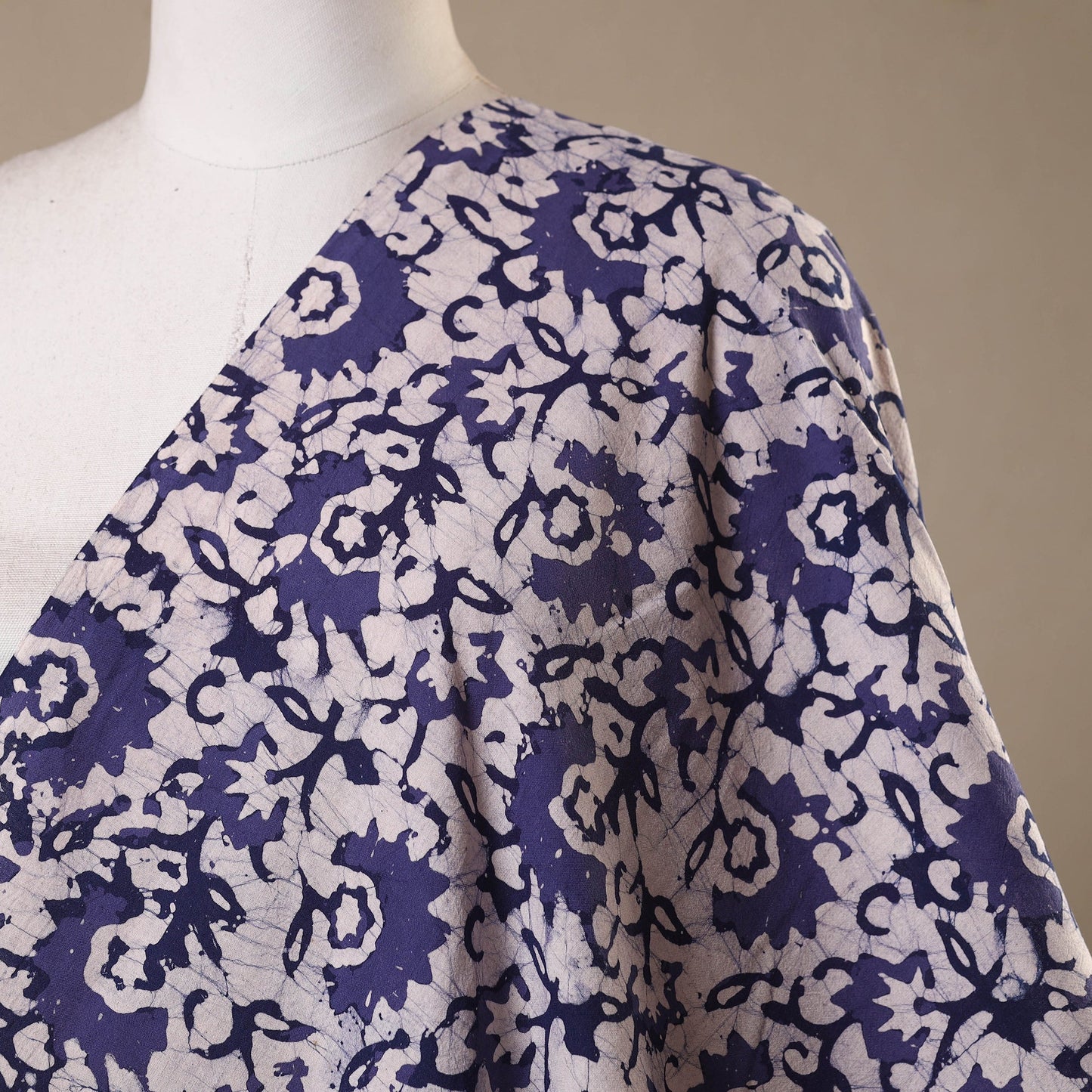 Blue - kutch batik cotton fabric 94 - handcrafted