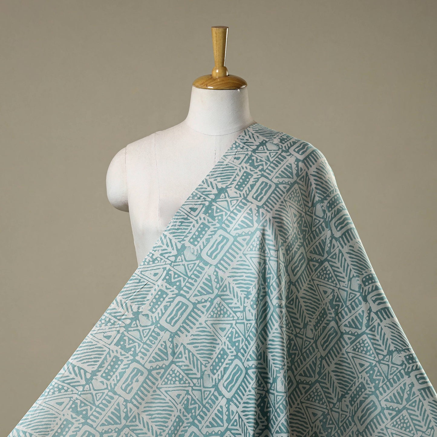 Blue - kutch batik modal silk fabric 11 - handcrafted