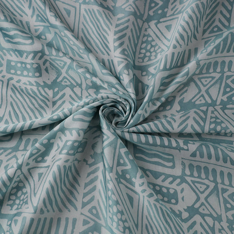 Blue - kutch batik modal silk fabric 11 - handcrafted