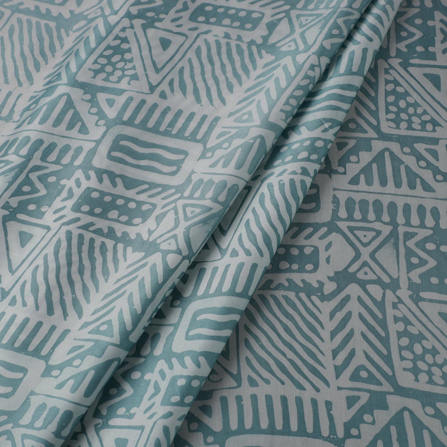 Blue - kutch batik modal silk fabric 11 - handcrafted