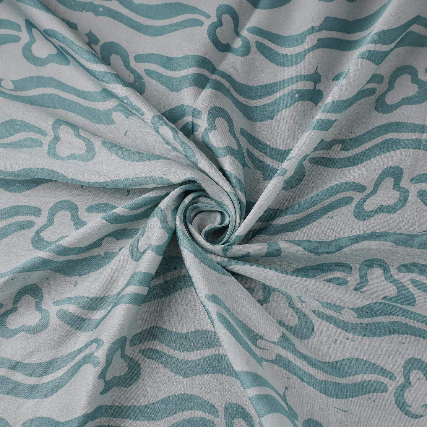 Blue - kutch batik modal silk fabric 17 - handcrafted