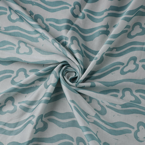 Blue - kutch batik modal silk fabric 17 - handcrafted