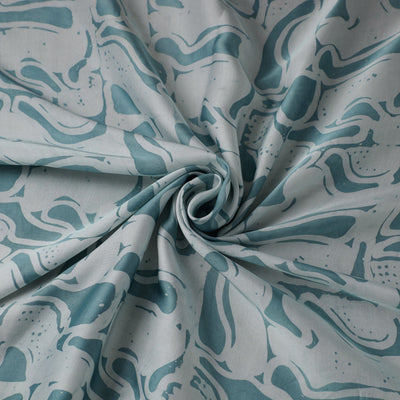 Blue - kutch batik modal silk fabric 27 - handcrafted