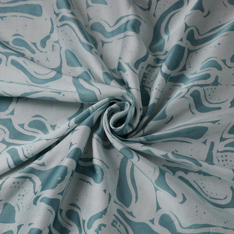 Blue - kutch batik modal silk fabric 27 - handcrafted