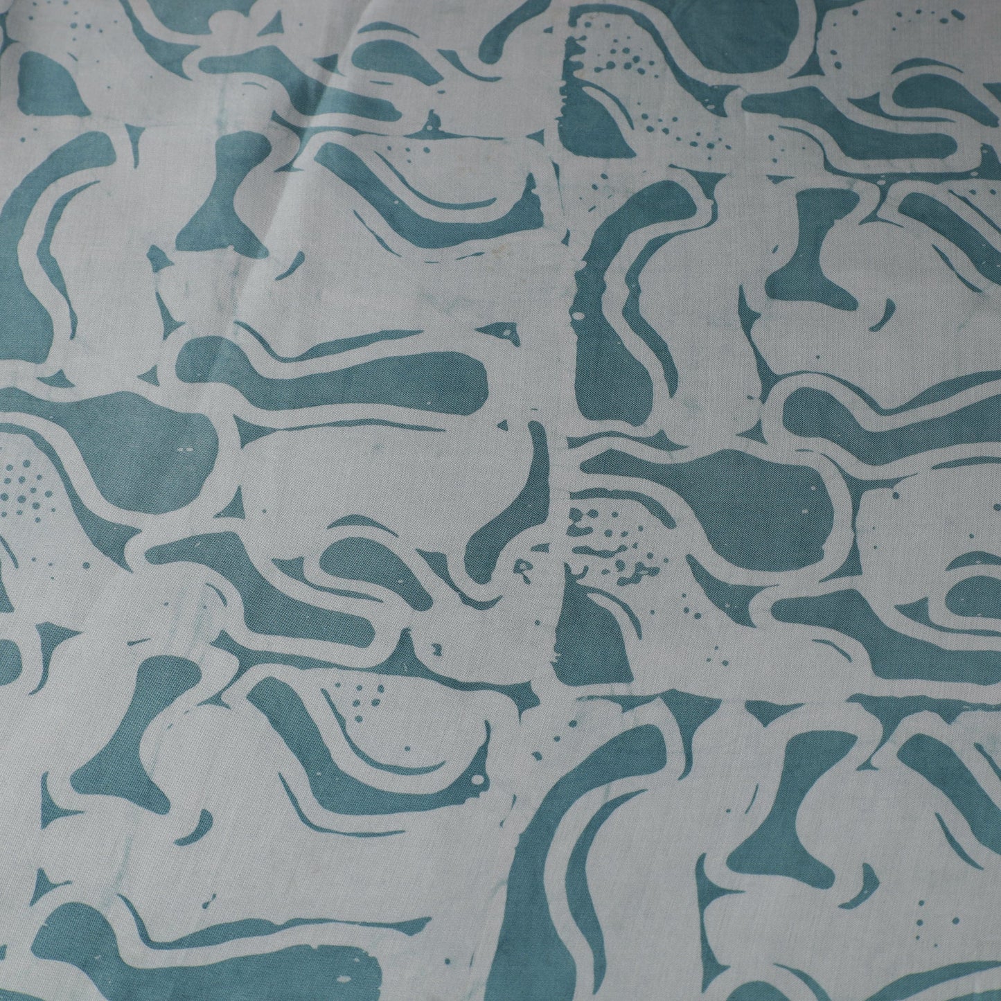 Blue - kutch batik modal silk fabric 27 - handcrafted