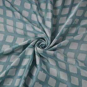 Blue - kutch batik modal silk fabric 28 - handcrafted