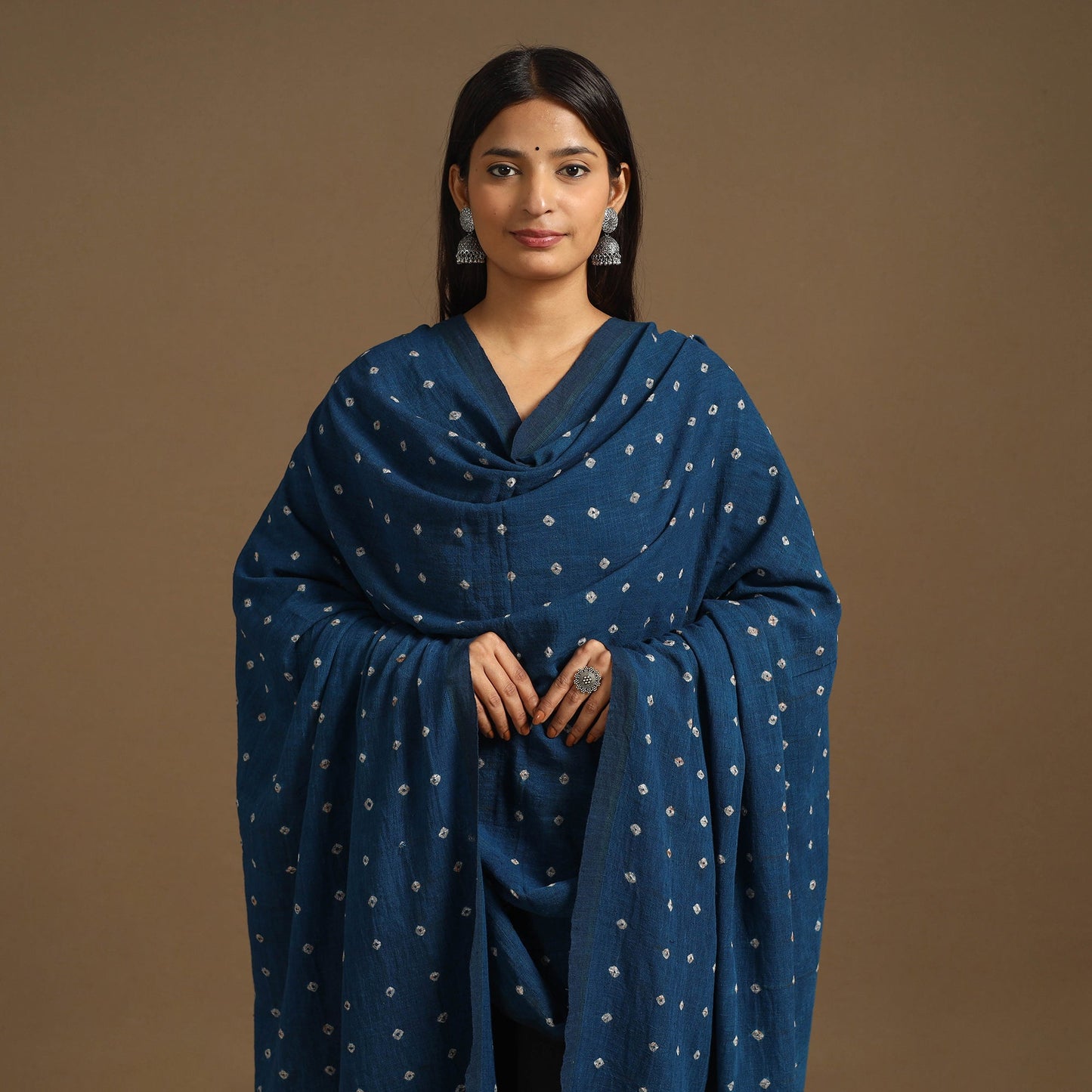 Kutch Bhujodi Handloom Bandhani Organic Kala Cotton Dupatta
