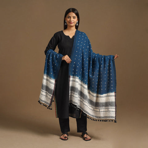 Kutch Bhujodi Handloom Bandhani Organic Kala Cotton Dupatta