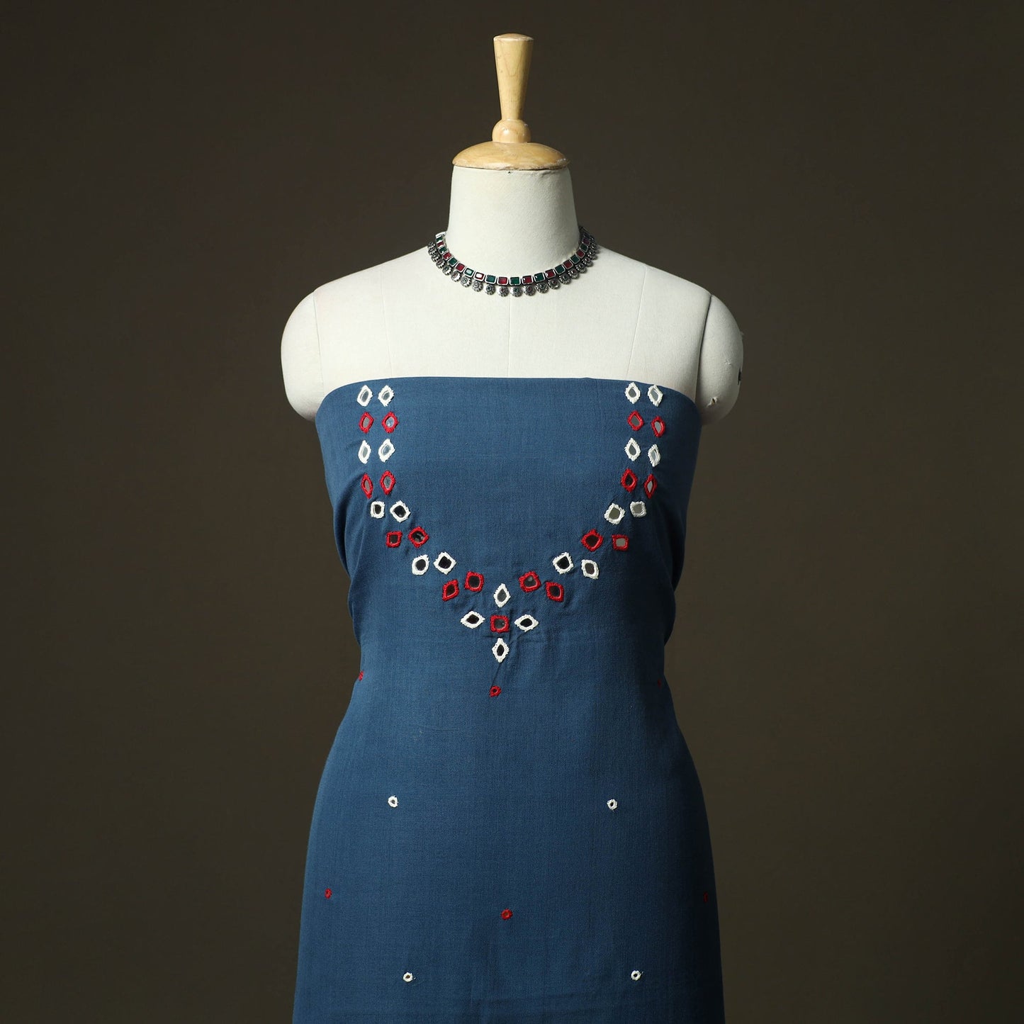 Kutch bhujodi handloom kala cotton 3pc unstitched dress