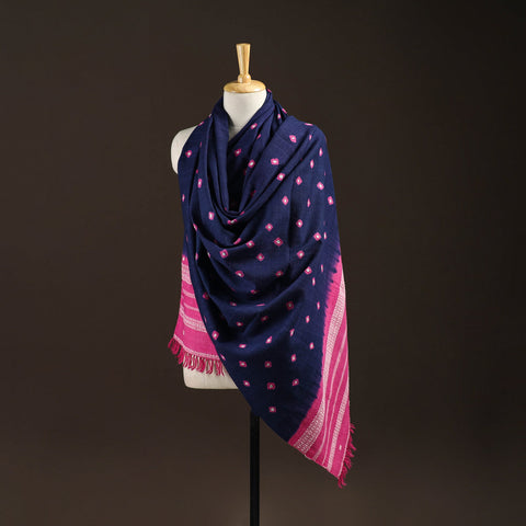 Kutch bhujodi handwoven merino wool bandhani tie-dye shawl