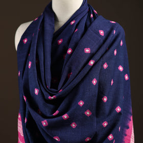 Kutch bhujodi handwoven merino wool bandhani tie-dye shawl