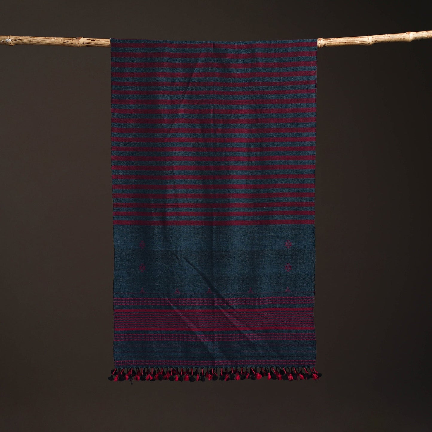 Kutch bhujodi handwoven merino wool stole 186 - handcrafted