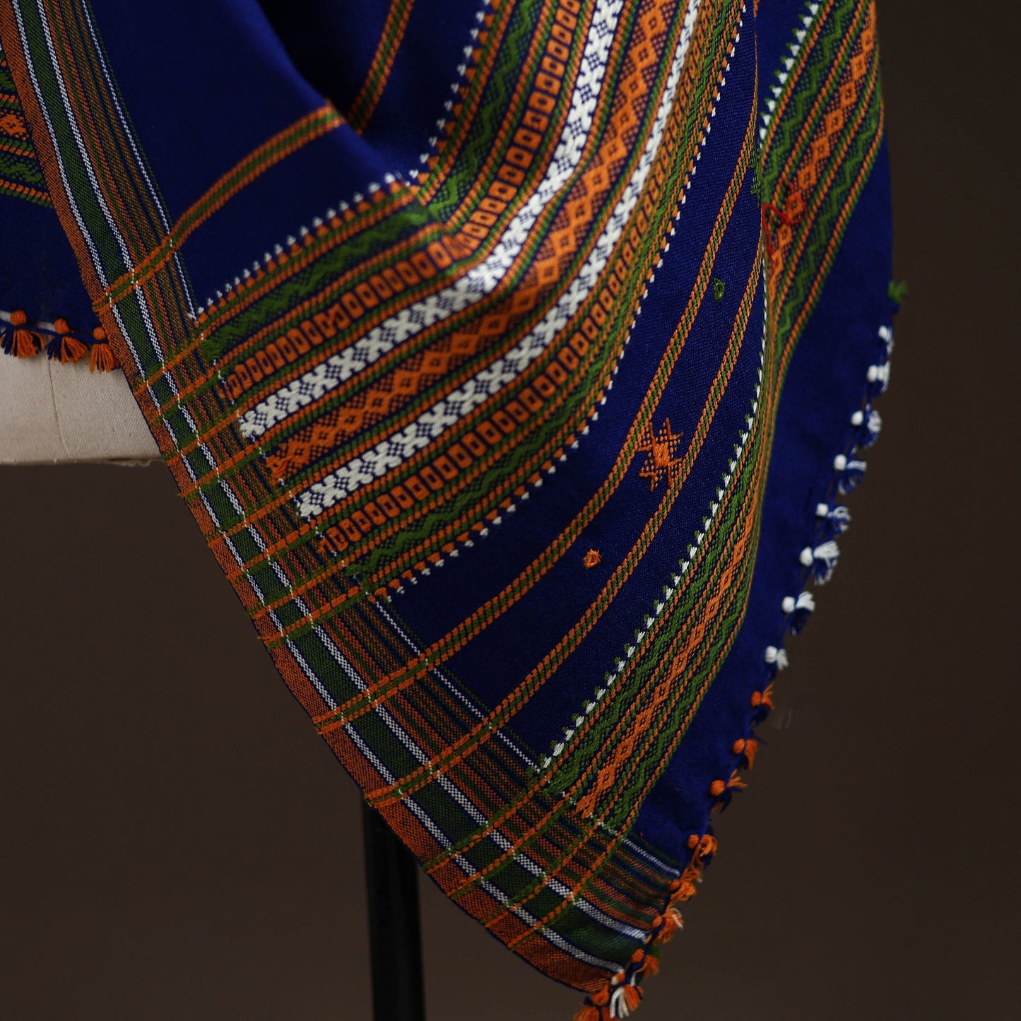 Kutch bhujodi handwoven mirror work acrylic wool shawl 35