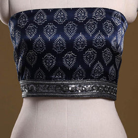 Kutch printed modal silk blouse piece with lace work 01