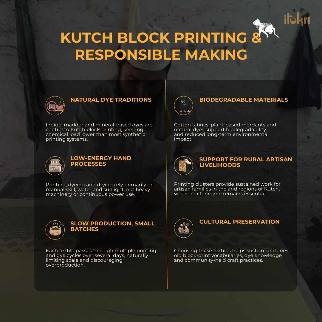 Blue - kutch block printed modal silk blouse piece