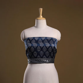 Kutch printed modal silk blouse piece with lace work 06