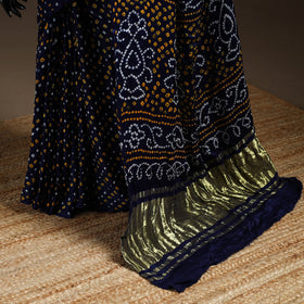 Blue - kutch dani tie-dye gajji silk zari work bandhani