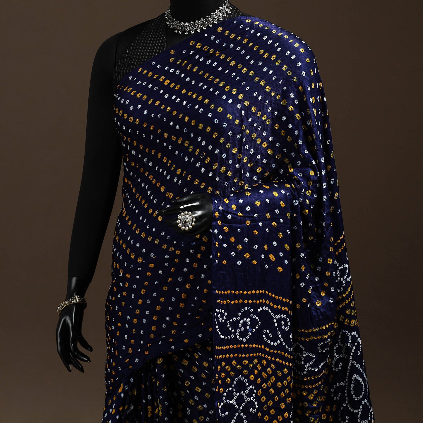 Blue - kutch dani tie-dye gajji silk zari work bandhani