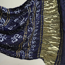 Blue Kutch Dani Bandhani Tie-Dye Gajji Silk Zari Work Saree 