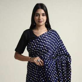 Blue Kutch Dani Bandhani Tie-Dye Gajji Silk Zari Work Saree 