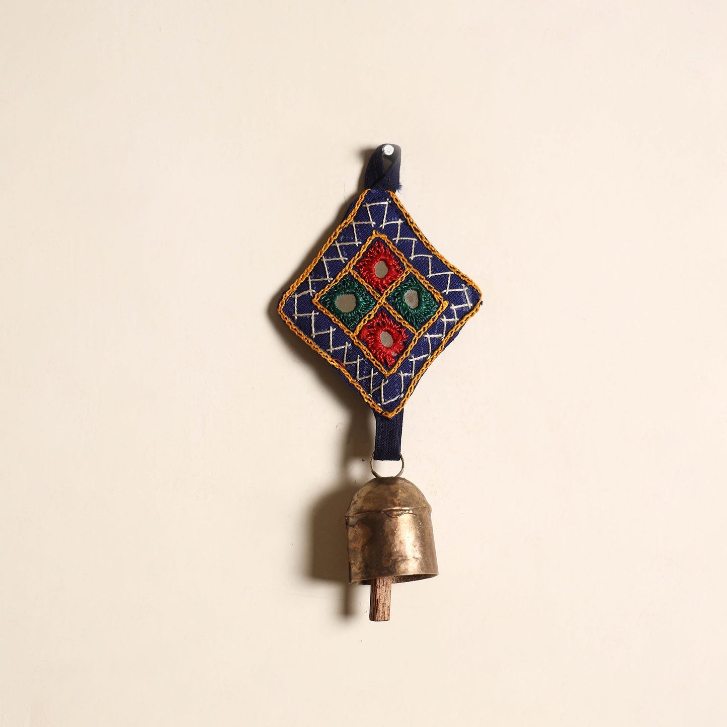 Kutch embroidery copper coated iron bell keychain 01