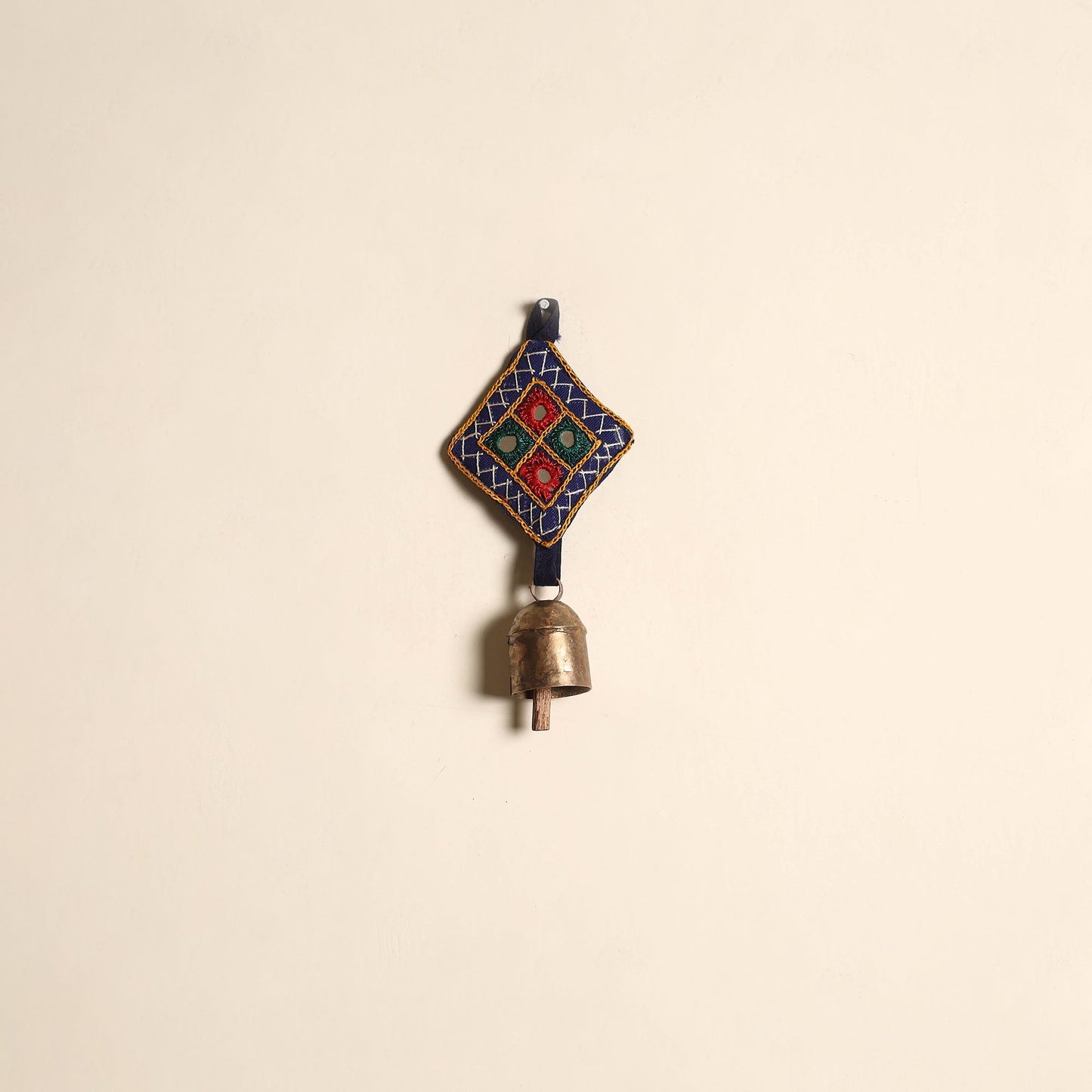 Kutch embroidery copper coated iron bell keychain 01