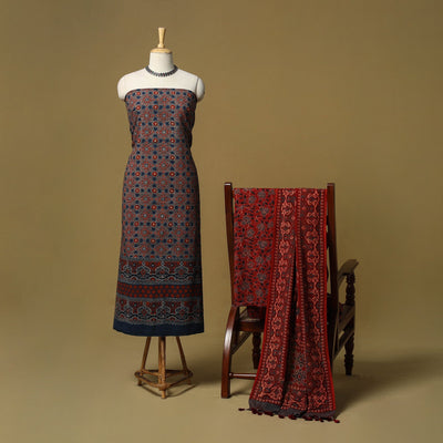 Kutch hand natural dyed 3pc unstitched dress material 23