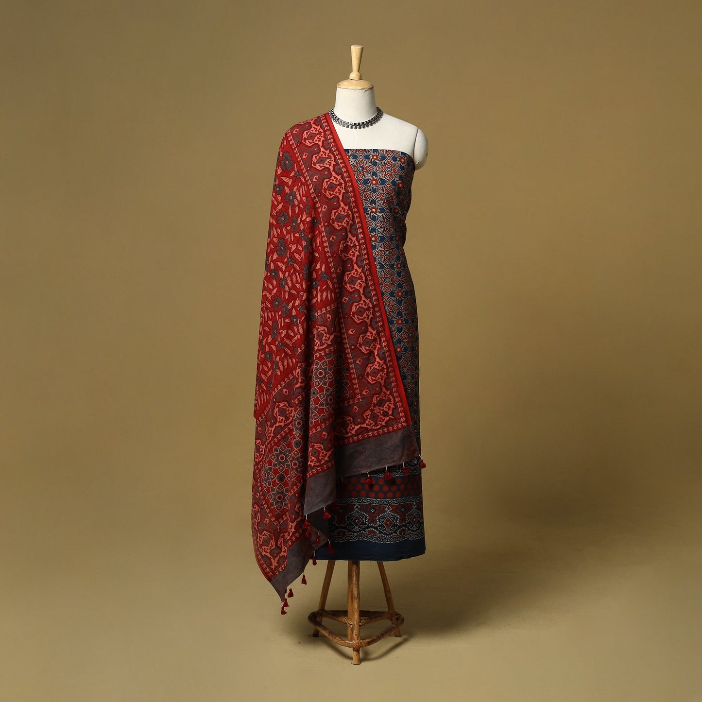 Kutch hand natural dyed 3pc unstitched dress material 23
