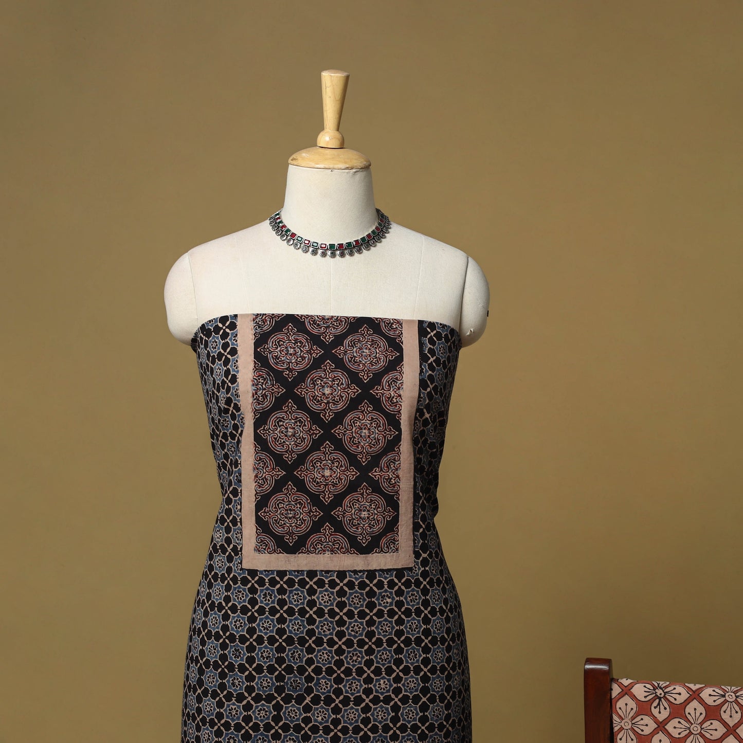 Kutch hand natural dyed 3pc unstitched dress material 08