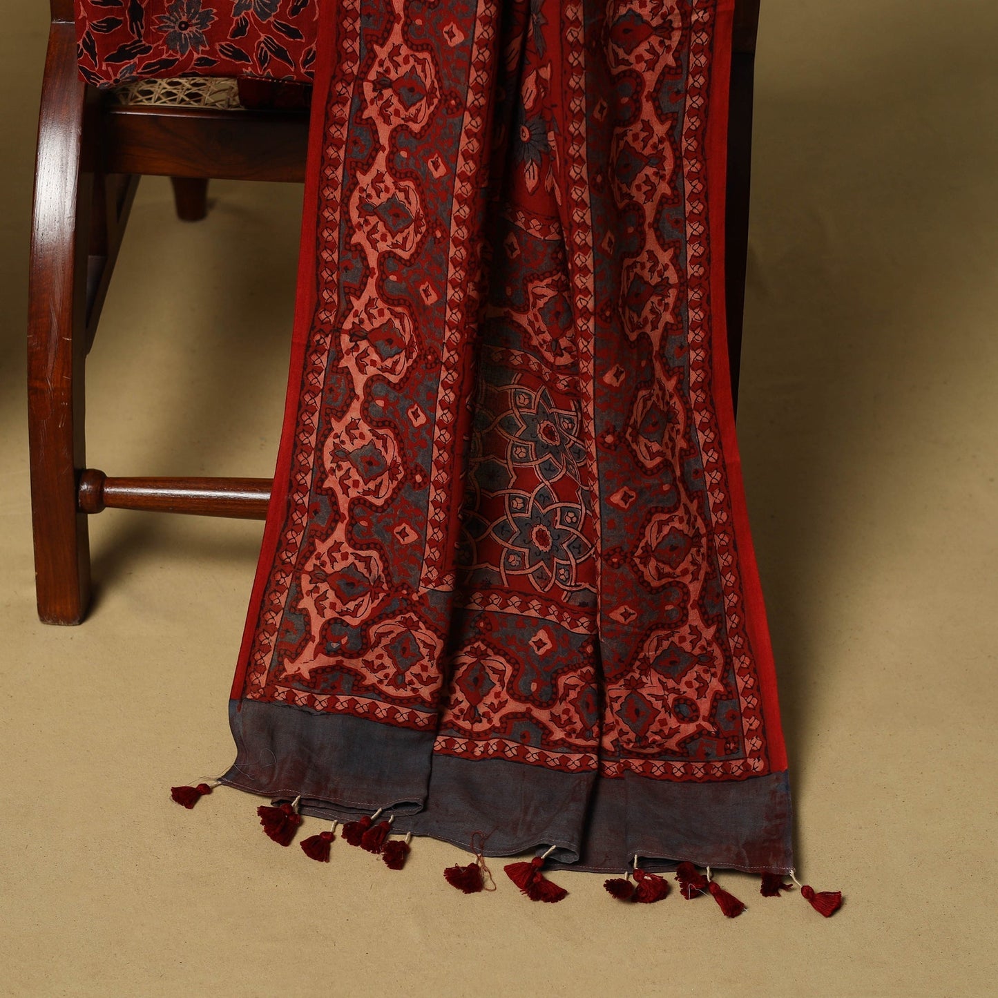 Kutch hand natural dyed 3pc unstitched dress material 23