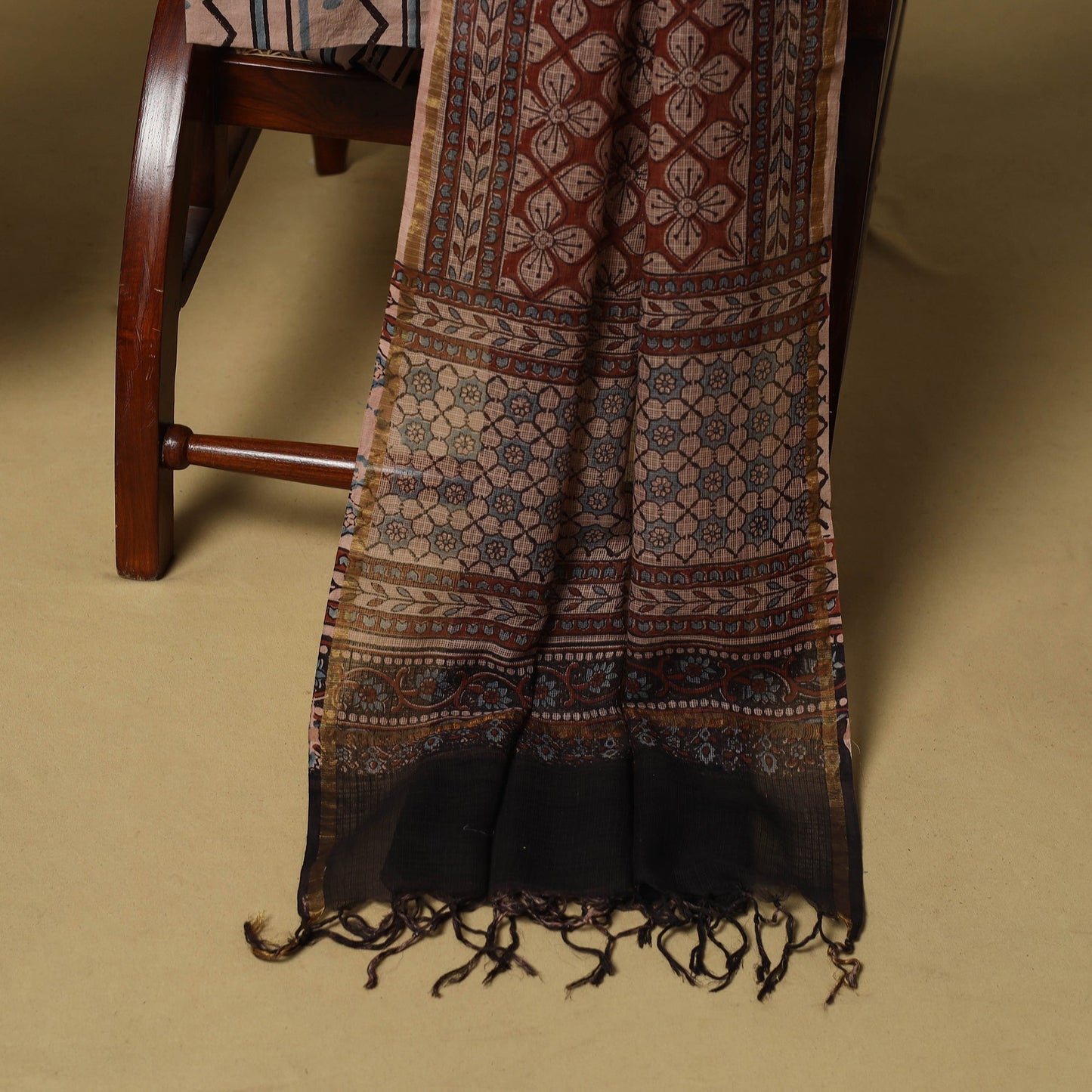 Kutch hand natural dyed 3pc unstitched dress material 04