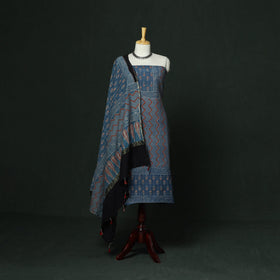 Kutch hand block ajrakh print natural dyed chanderi silk
