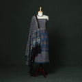 Kutch hand block ajrakh print natural dyed chanderi silk