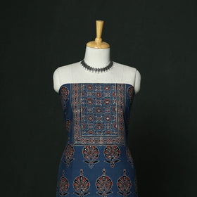 Kutch hand block ajrakh print natural dyed chanderi silk