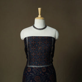 Kutch hand block ajrakh print natural dyed chanderi silk