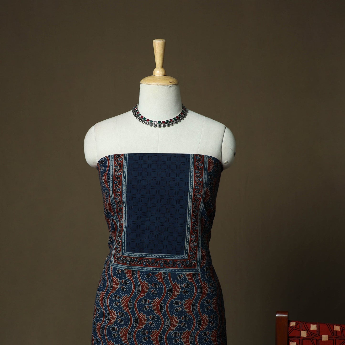 Kutch hand block ajrakh print natural dyed cotton 3pc