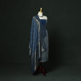 Kutch hand block ajrakh print natural dyed dola silk zari