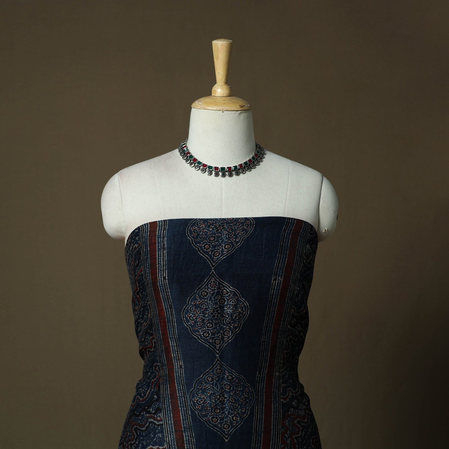 Kutch hand block ajrakh print natural dyed linen 2pc