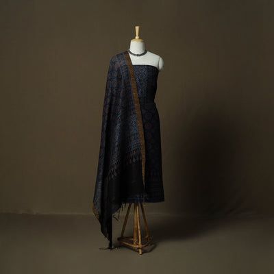 Kutch hand block ajrakh print natural dyed linen 2pc