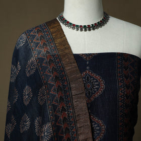 Kutch hand block ajrakh print natural dyed linen 2pc