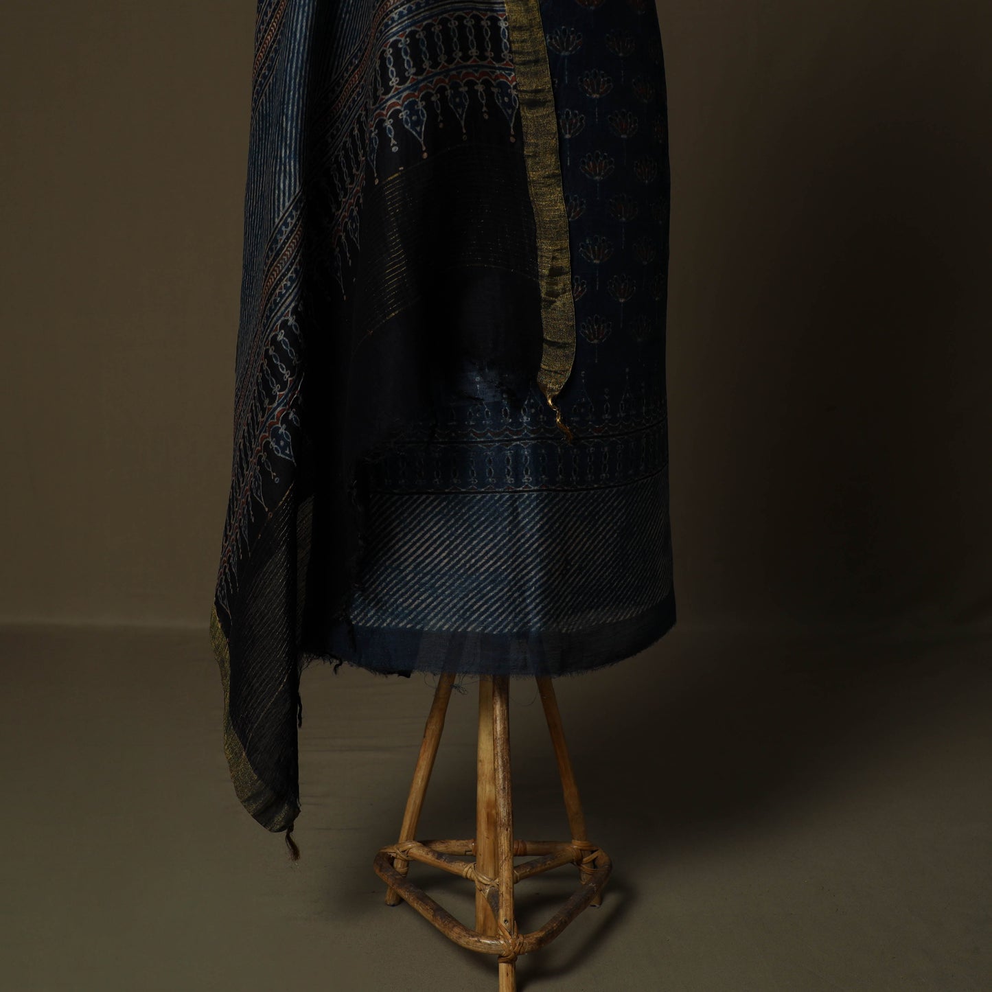 Kutch hand block ajrakh print natural dyed linen 2pc