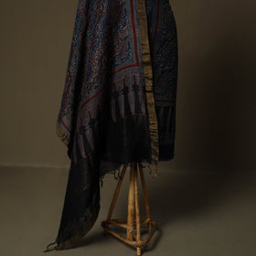 Kutch hand block ajrakh print natural dyed linen 2pc