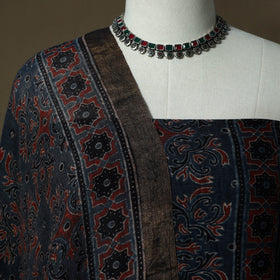 Kutch hand block ajrakh print natural dyed linen 2pc