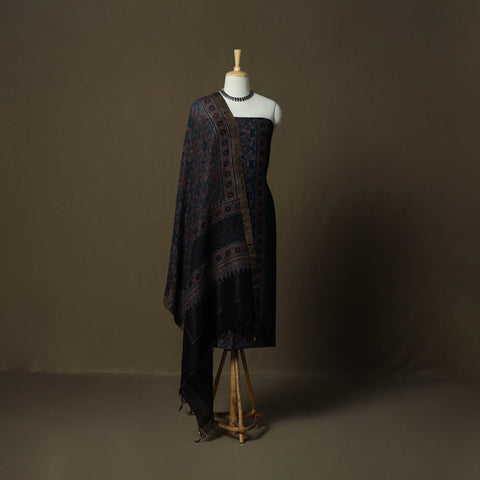 Kutch hand block ajrakh print natural dyed linen 2pc
