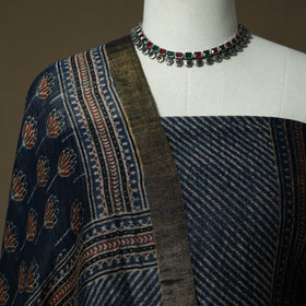 Kutch hand block ajrakh print natural dyed linen 2pc