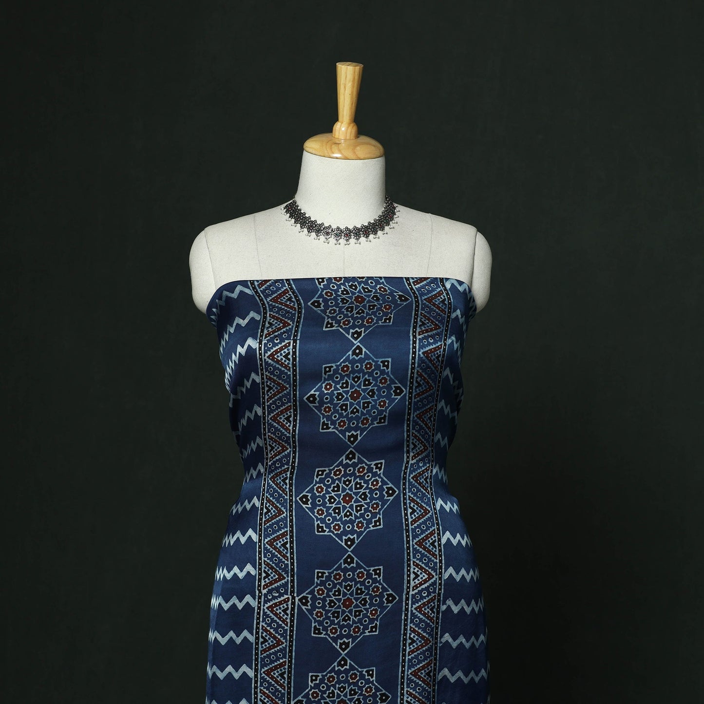 Kutch hand block ajrakh print natural dyed modal silk 2pc