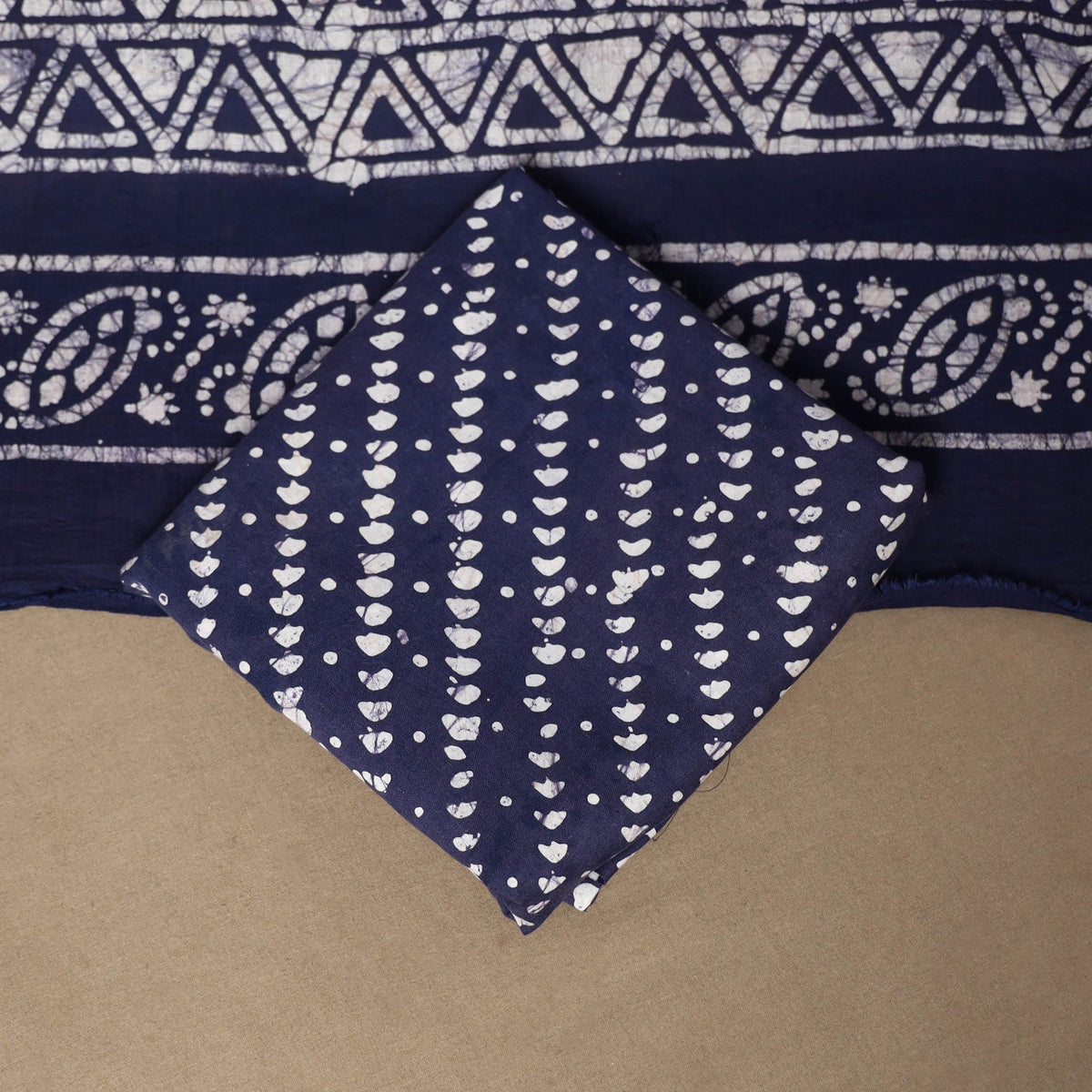 Blue - 3pc cotton unstitched kutch batik dress material 05